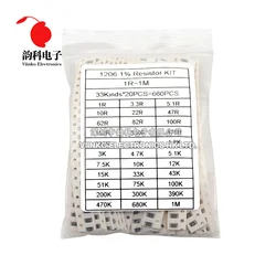 1206 0805 0603 0402 0201 SMD Resistor Sample Assorted Kit 1Ohm-1M ohm 1% 33valuesX 20pcs=660pcs