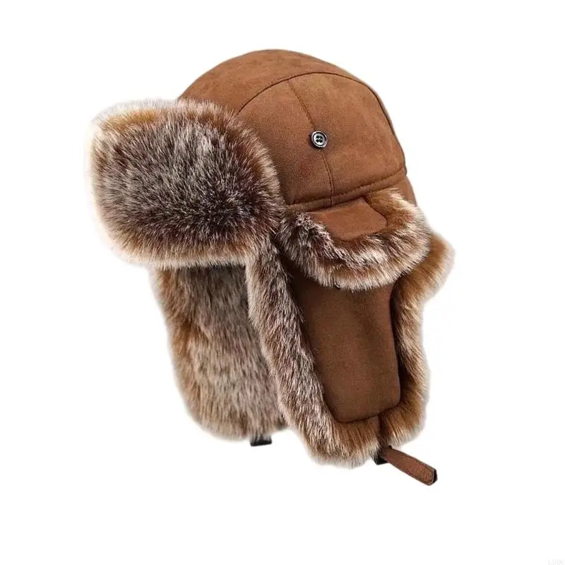 Cold Weather Earflap Hat with Padded Trapper Design Plush Trim for Winter Outdoor Wear, Commuting, and Daily Travel Y166