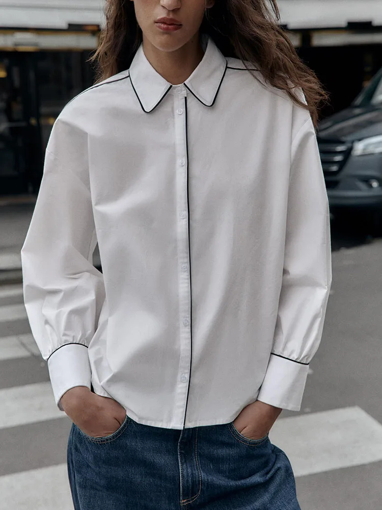 

Sweet Sle Color Blo Silk irt New Arrival Faionable Women's irt Autumn 2025 Embellied Cuffs Long Sve Girls' irt