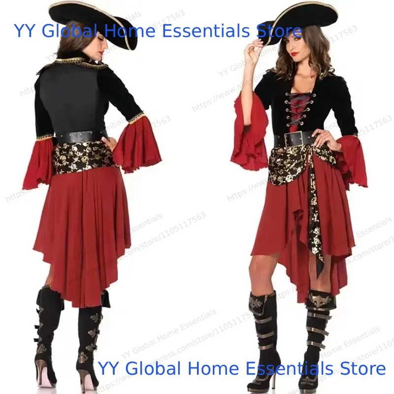 Costume de capitaine Pirate des Caraïbes pour femmes, déguisement gothique médiéval, Costume de Cosplay d'halloween, tenue de spectacle pourim