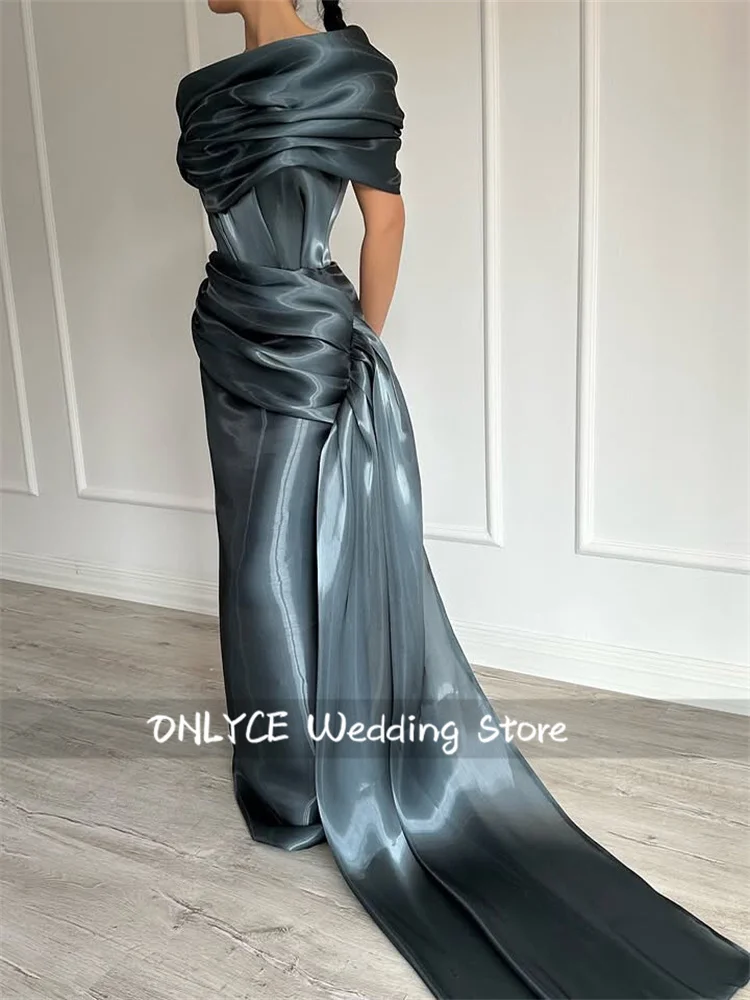 

Elegant Pleat Stain Evening Dresses With Long Train2025 Birthday Party Dress Pleat Special Occasions Vestidos 2025 Customized