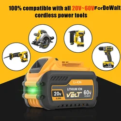 Replacement Battery For DeWalt 20V_60V MAX Li-ion Battery For DeWalt DCB547-XJ DCB200 DCB201 For Flexvolt Tool Batteries