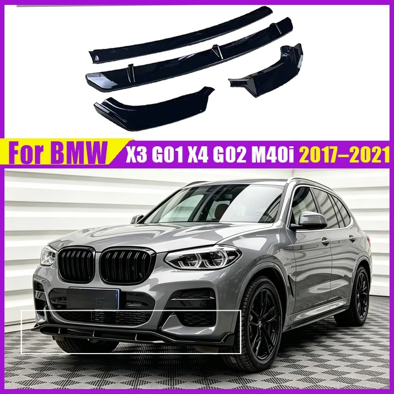 Front Bumper Lip Splitter for BMW X3 G01 X4 G02 M40i 2017–2021 M Sport M Performance Canard Body Kit Exterior Trim Accessories