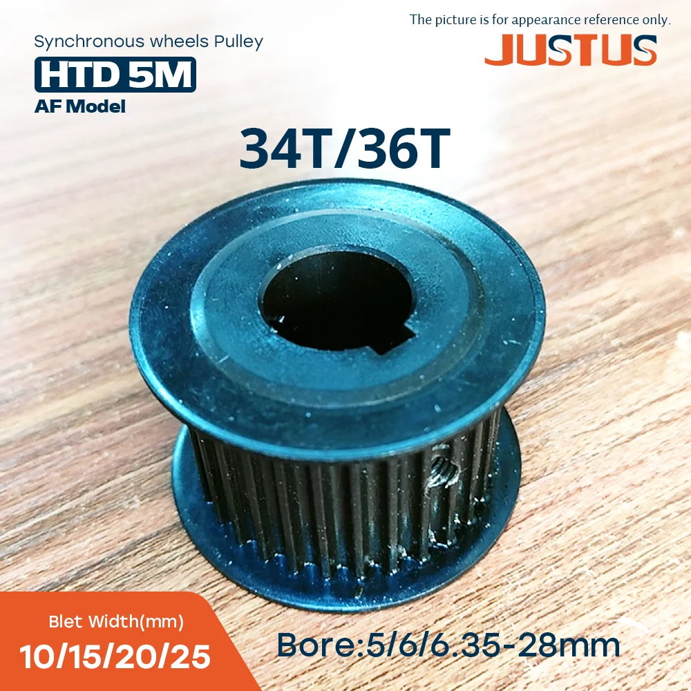 HTD 5M 34T 36T Black Steel Synchronous Wheels Bore 8-28mm for 10/15/20/25mm Belt Linear Pulley 5GT - Linear Motion Accessories