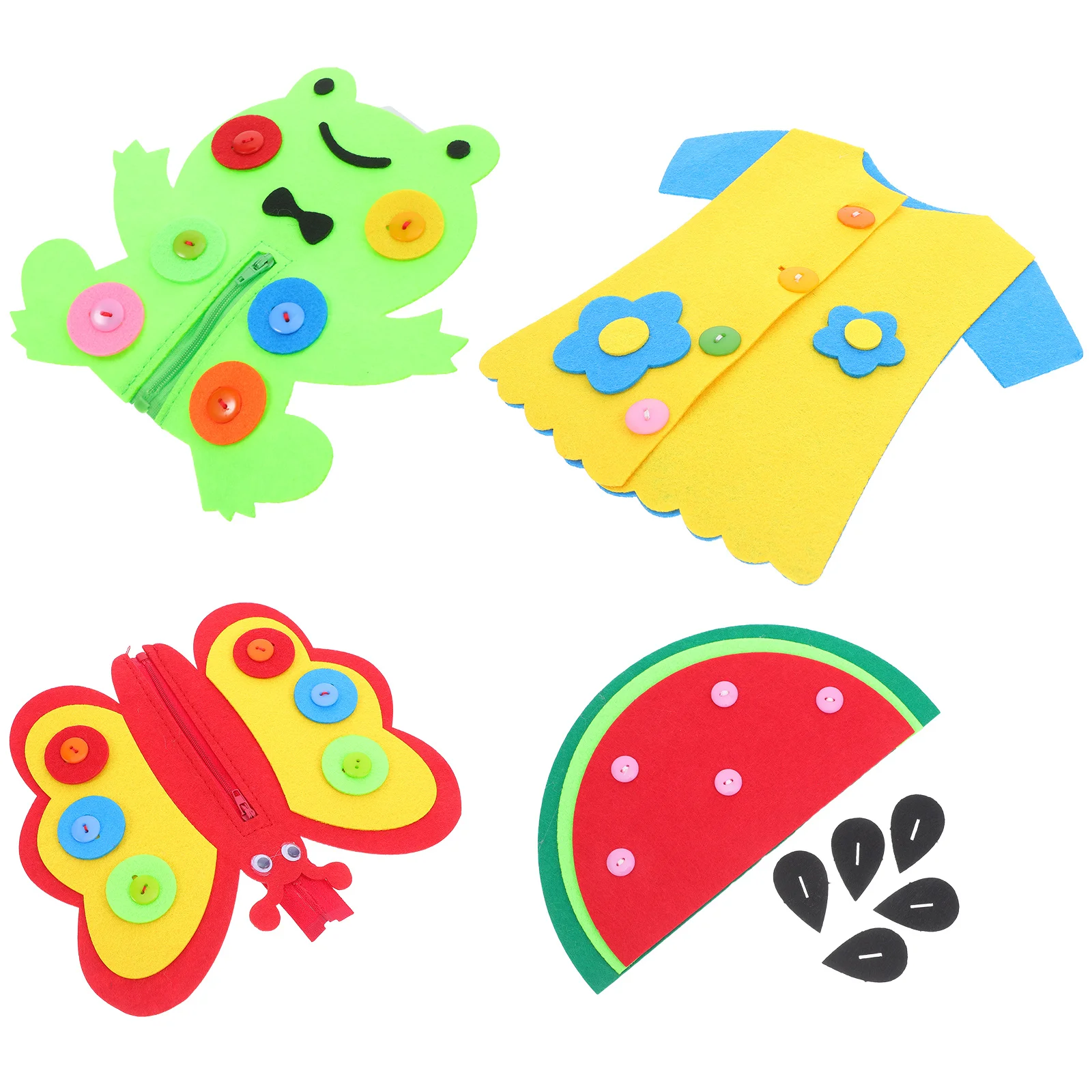 

4pcs Colorful Button Zipper Activity Board For Kids Fine Motor Skills Montessori Sensory Learning Toddler Busy Board Travel