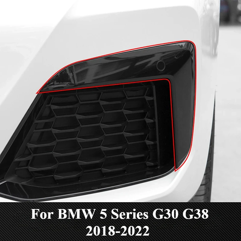 

Car Exterior Accessories For BMW 5 Series G30 G38 2018-2022 Front Bumper Foglight Eyebrow Frame Trim Carbon Fiber Style Stickers