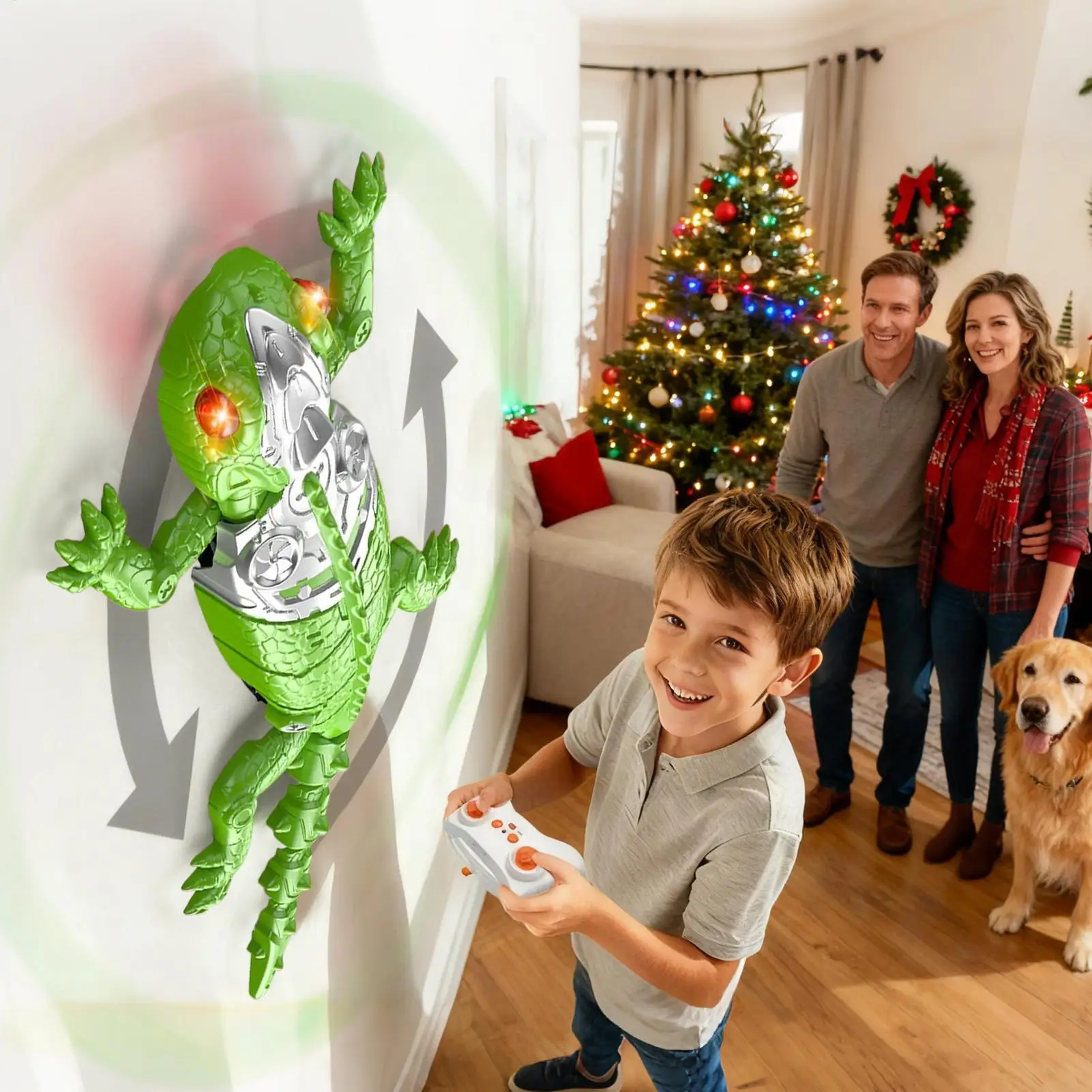 Brinquedo robô lagarto de parede de escalada com controle remoto biomimético realista, gecko de controle remoto que escalar vidro e paredes lisas