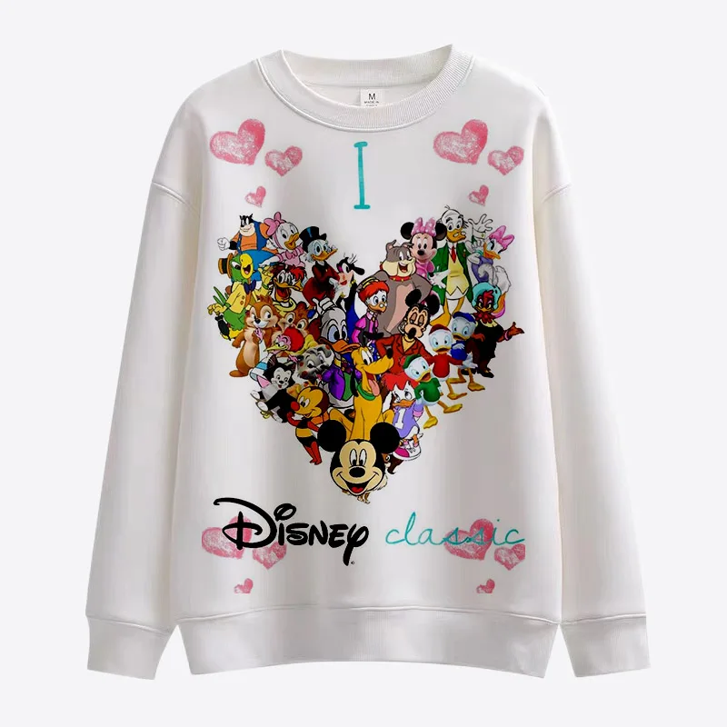 2024 Autumn Harajuku Crew Neck Casual Women's Long Sleeve Sweatshirt New Merry Christmas Mickey Minnie Boys Girls Cute Tops y2k