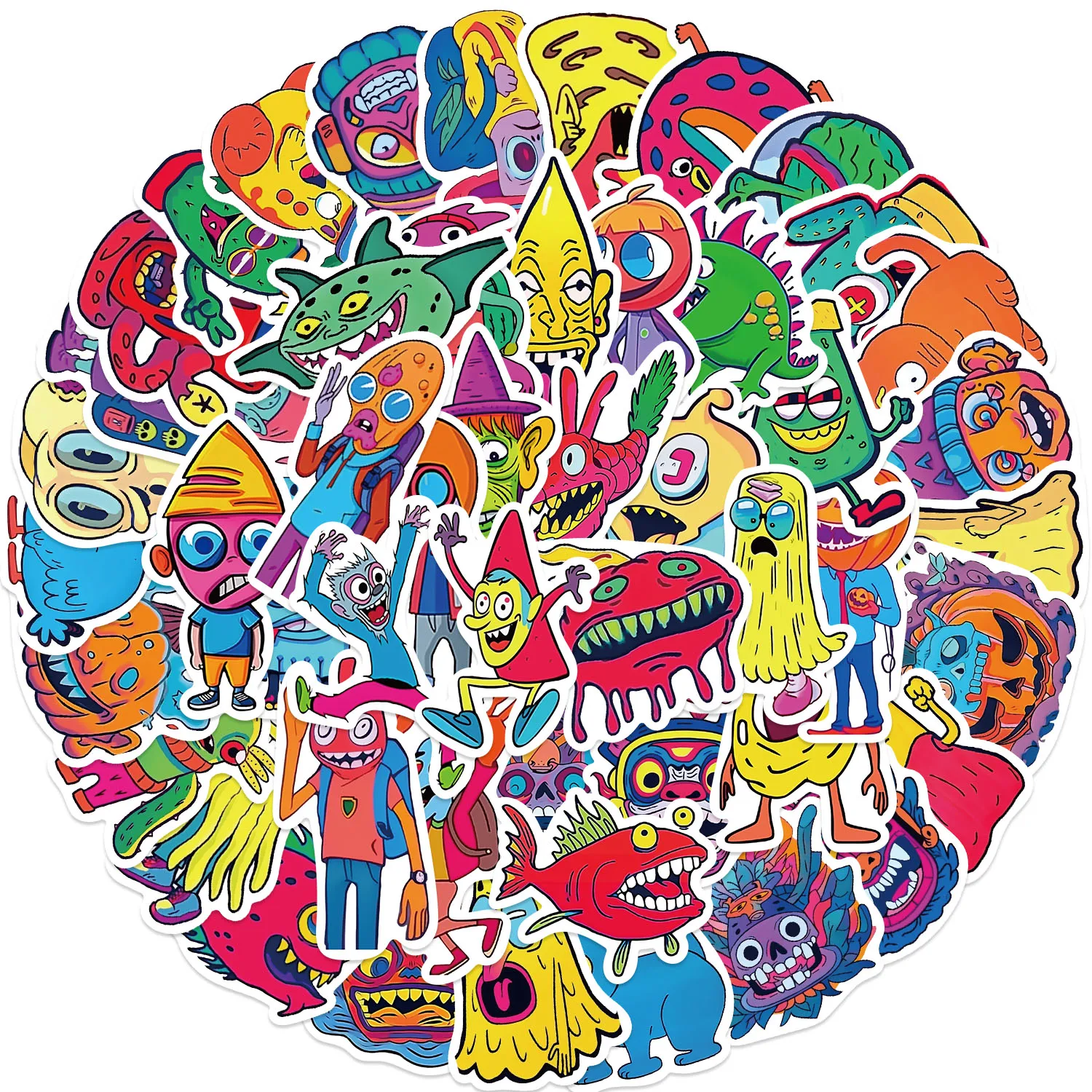 50PCS Fun Cartoon terror Graffiti Stickers Scrapbooking Collage Material Phone Cases Guitar Notebooks DIY Decorative