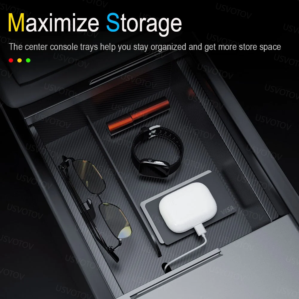 Center Console Organizer Tray For Tesla Model 3 Y YL 2025 2026 Armrest Storage Box Cup Holder Car Window Breaker Seatbelt Cutter