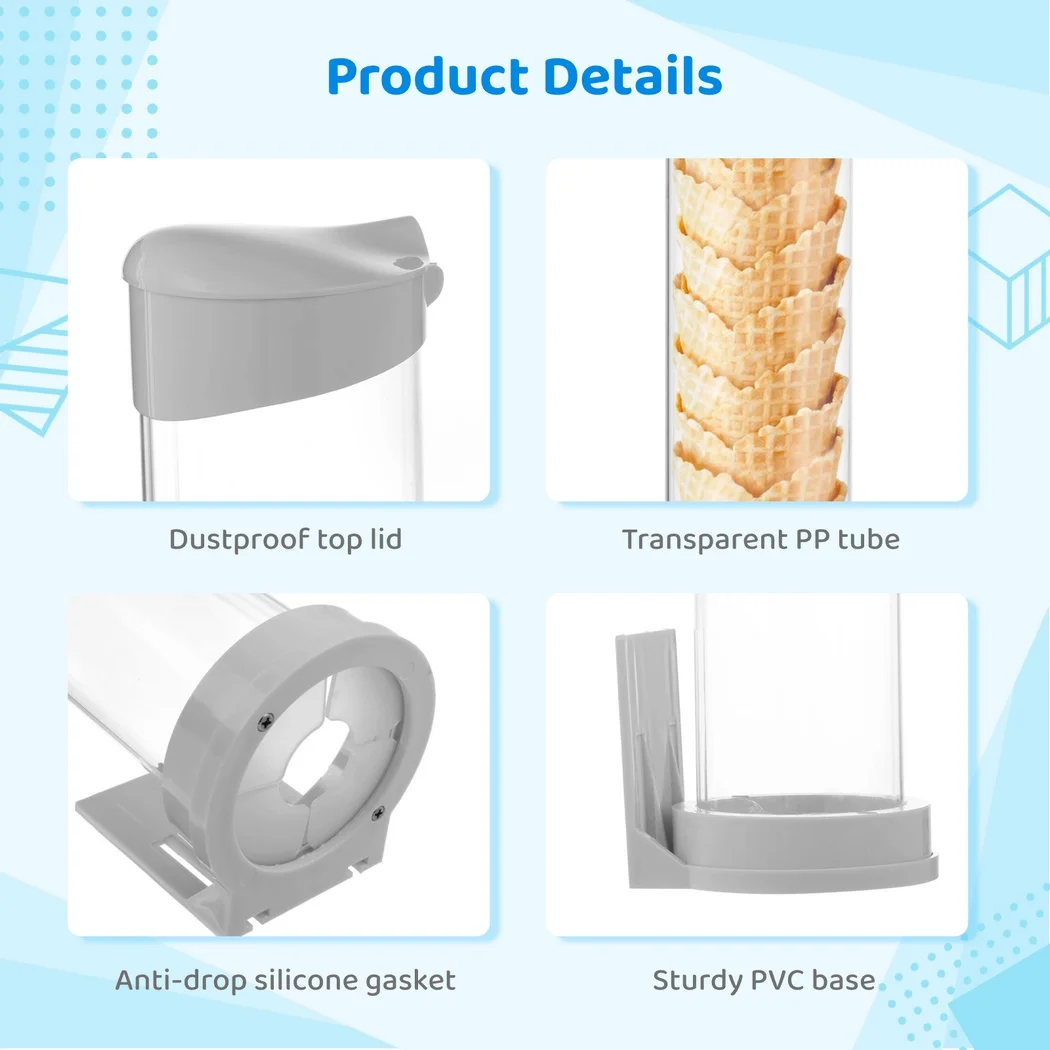 2Pcs Ice Cream Cone Dispensers Universal Waffle Cone Holders Waffle Cone Storage Tubes Adhesive Plates For Ice Cream Machine