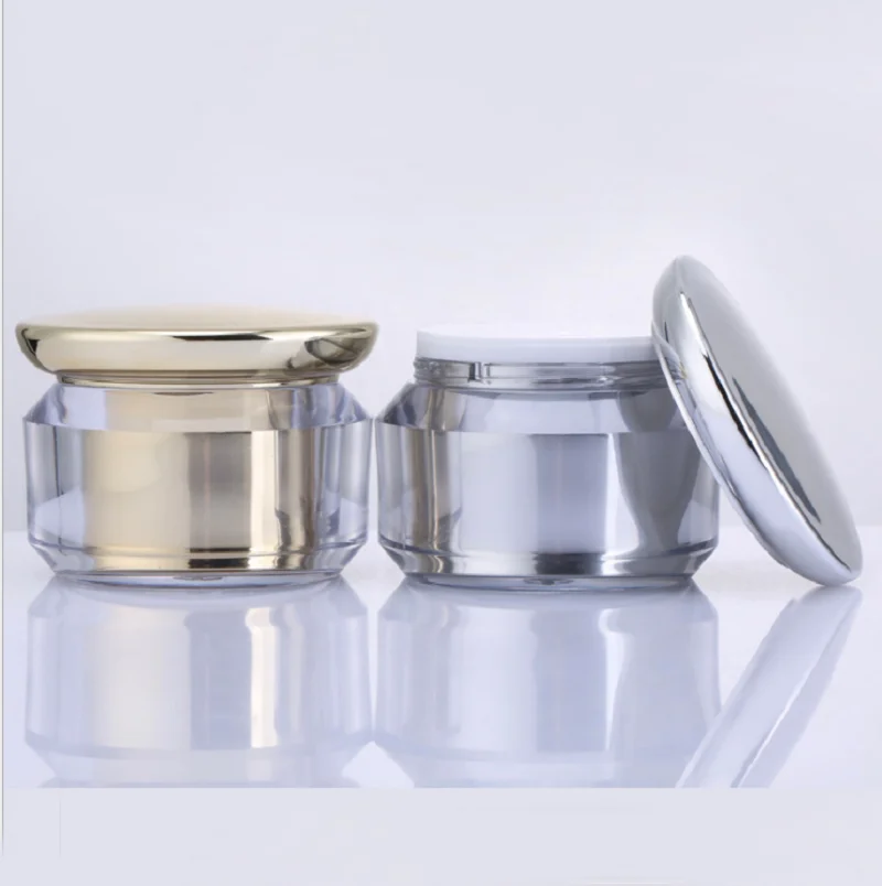 

50g shiny silver/gold acrylic jar pot tin day night cream/eye serum/essence/gel/moisturizer whitening/art nail skin care packing