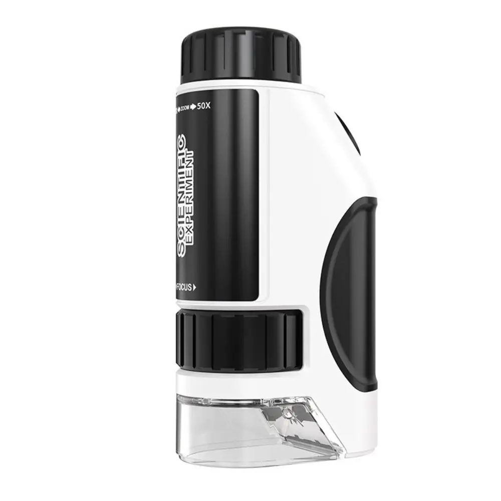 Handheld Kids Microscope Zoom 50x-300x LED Light Source Microscope Science Toy High Definition Battery Powered