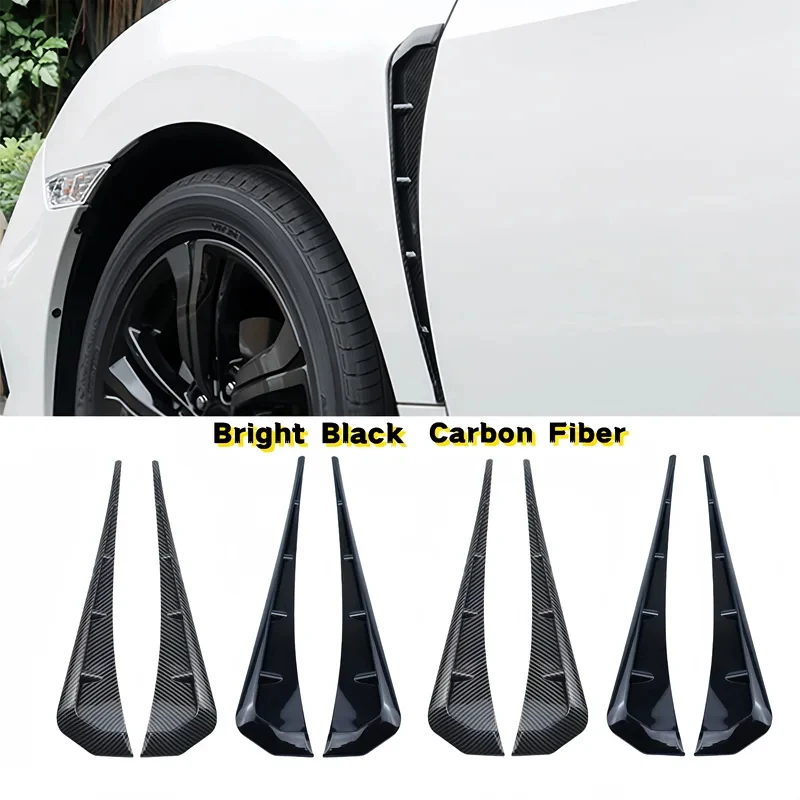 Car Side Fender Vent Sticker Pair Universal Fit ABS Plastic Decorative Wing Trim Black Finish Easy Install Exterior Accessories