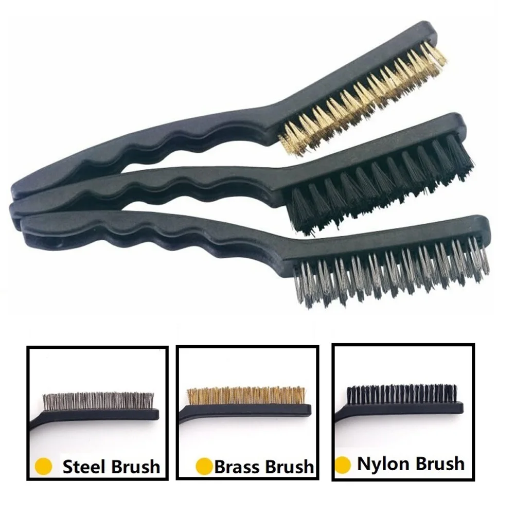 1pcs Mini Wire Brush Brass Nylon & Steel Brushes Rust Remover Cleaning Polish Grinder Clean Tools Home Kits