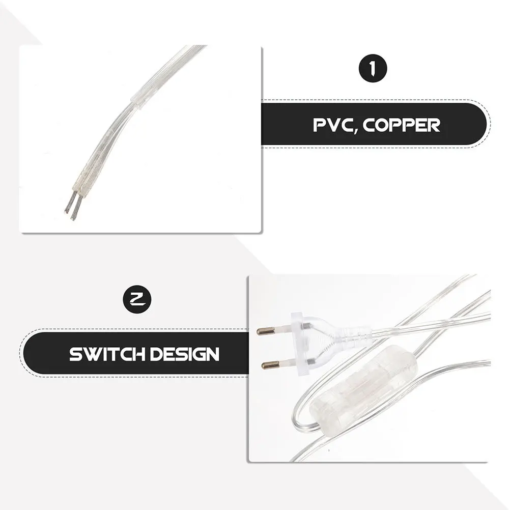 

2pcs Transparent Switch Power Cord For Diy Lamp Desk Lamp Power Cable Replacement Light Cord With On Off Switch Eu Plug