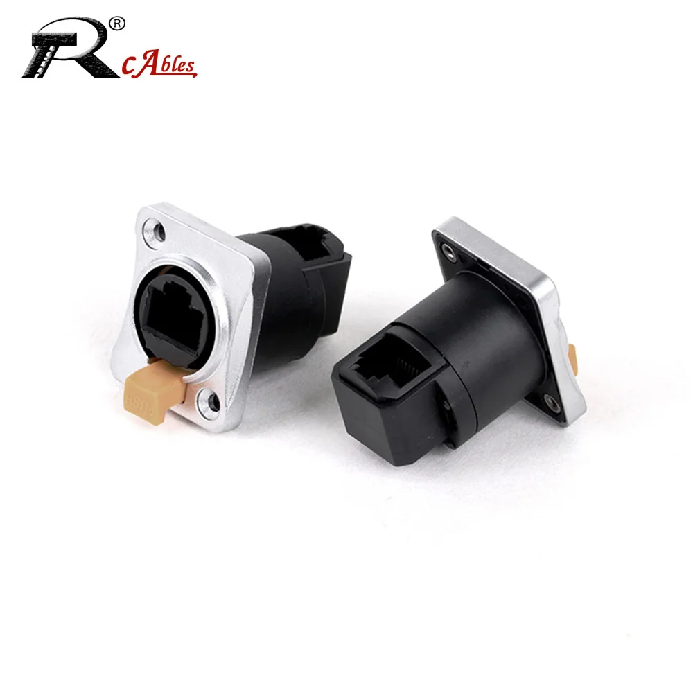 1pc RJ45 CAT5/5E Network Connector with Rubber Cover,Waterproof 8P8C D Type Female Panel Mount Socket RJ45 Ethernet Connectors