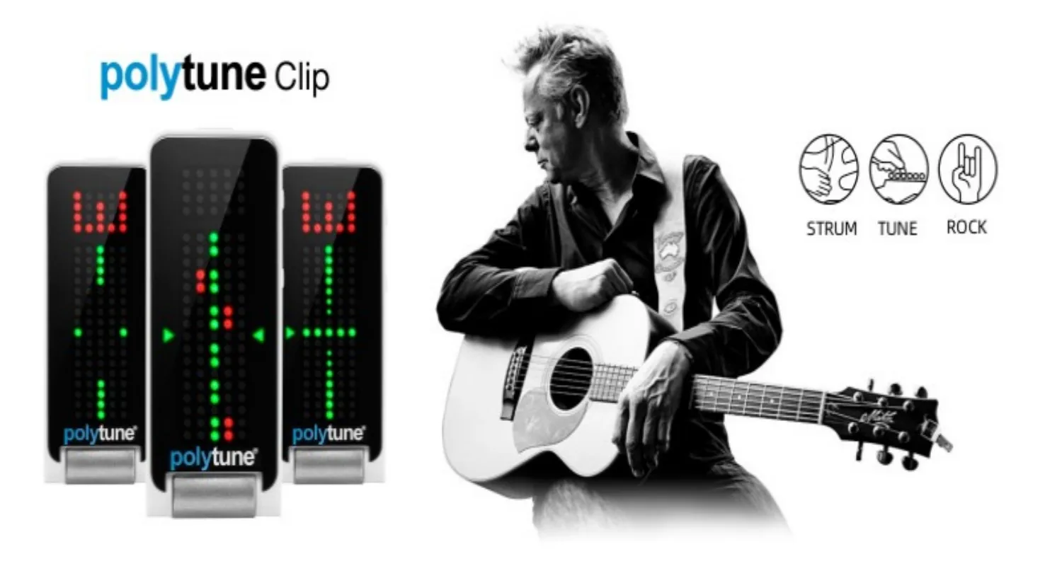 TC Electronic PolyTune Clip Clip-on Polyphonic Tuner Headstock Tuner with Adaptive LED Display Multiple Tuning Modes