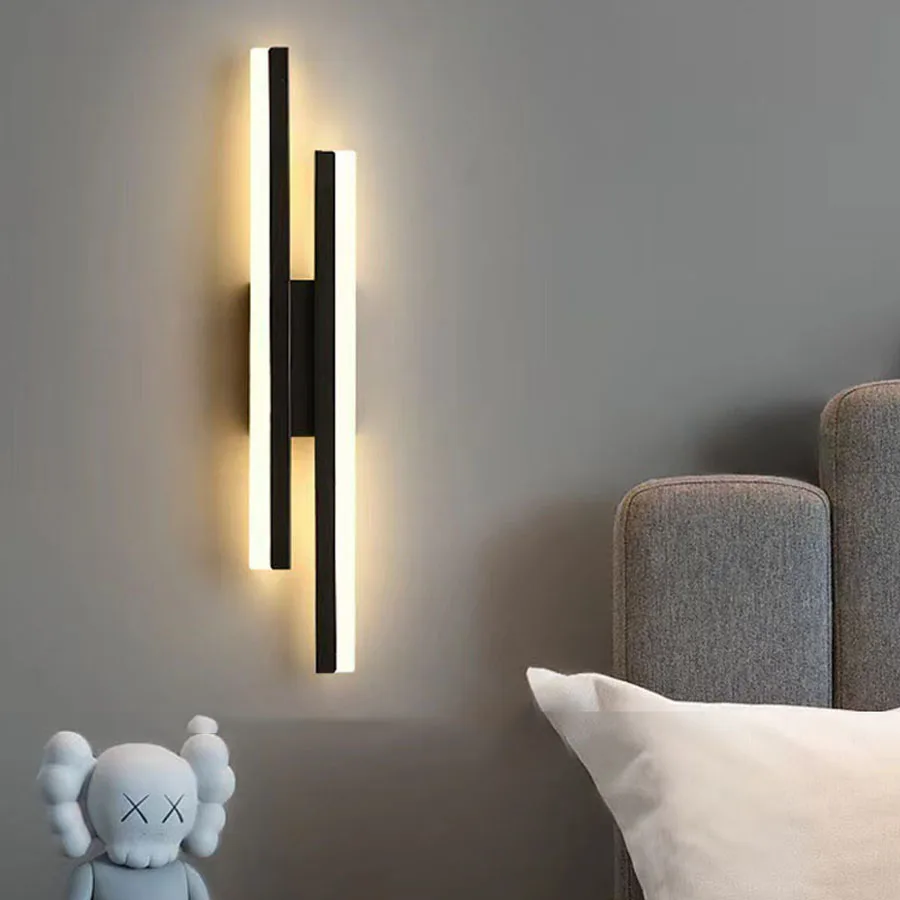 

Nordic Bedroom Bedside Long LED Wall Lamp TV Background Acrylic Long Strip LED Wall Lights Staircase Corridor Wall Sconce