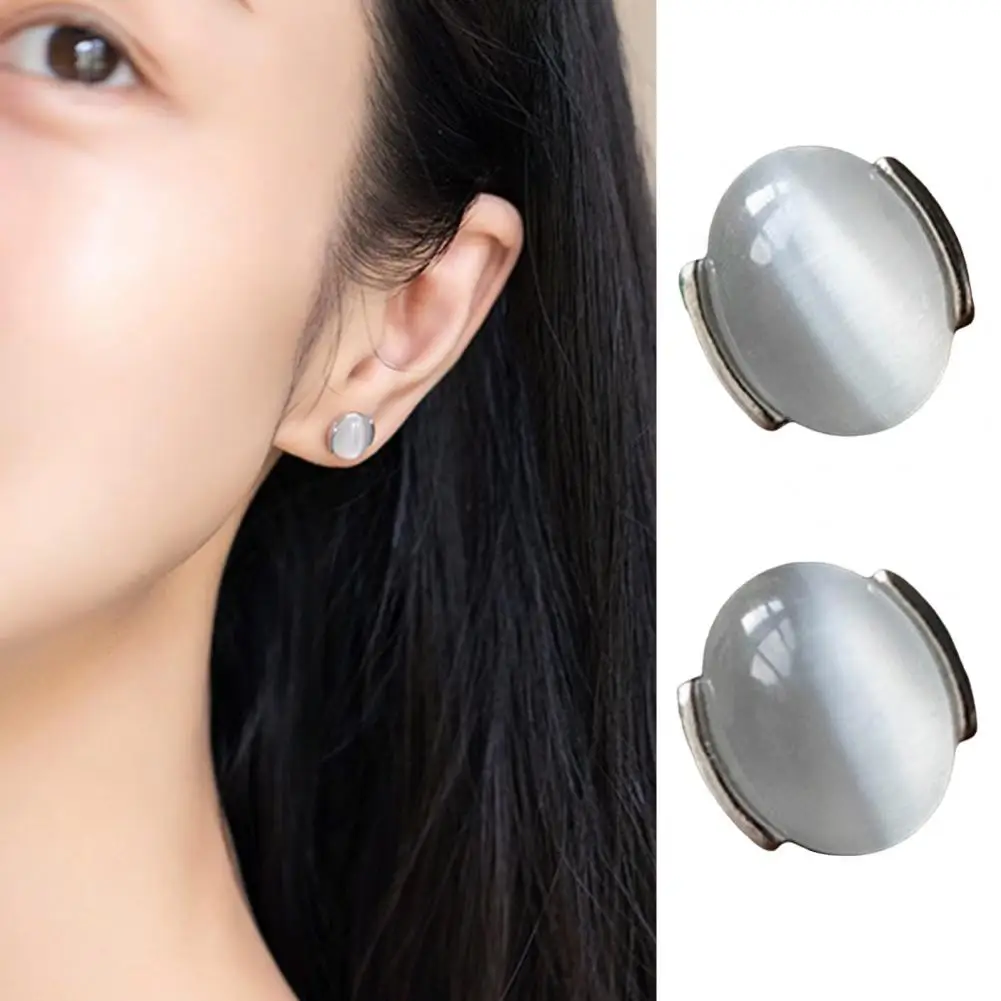 Prom Ear Studs Elegant Faux Opal Stud Earrings Classic Chinese Style for Women Polished Anti-slip Ear Jewelry for Lady Prom