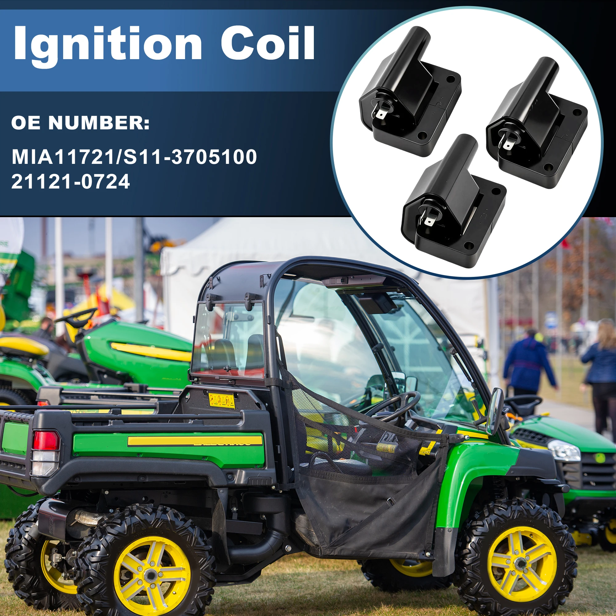 

UXCELL 3 Pcs Ignition Coils Pack for John Deere XUV Gator XUV825i S4 Yanmar 3TNV70 MIA11721 S11-3705100 21121-0724