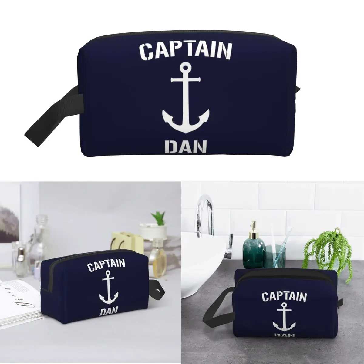 Nautical Captain Anchor Makeup Bag Cosmetic Organizer Storage Dopp Kit Toiletry Cosmetic Bag for Women Beauty Travel