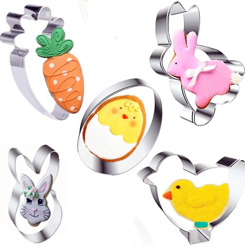 

5Pcs Set Stainless Steel Cake Mold Cookies Fried Egg Bread Chocolate Mold DIY Baking Biscuit Mould Bakeware Kitchen Tools Rabbit