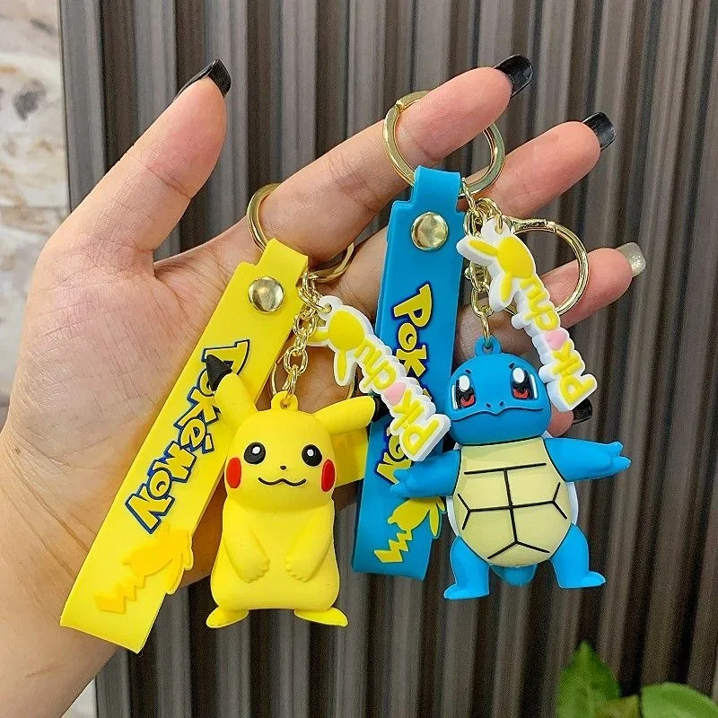 Pokemon Action Figure Pikachu Psyduck Charmander Snorlax Squirtle Bag Keyring Pendant Birthday Gifts Anime llaveros Keychain