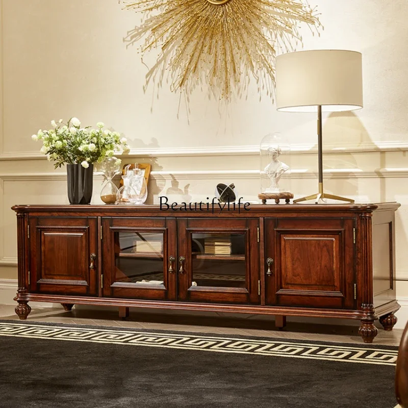 

FG44American retro all-solid wood TV cabinet TV cabinet Floor cabinet Living room