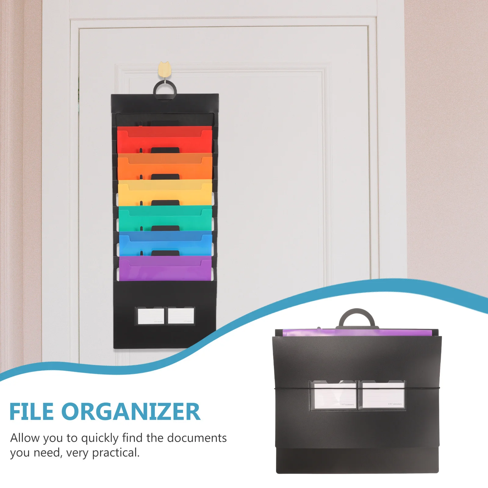 

Expanding Document Folder Sturdy PP Material Handle Design Convenient Portable File Organizer Hanging File Storage Bag