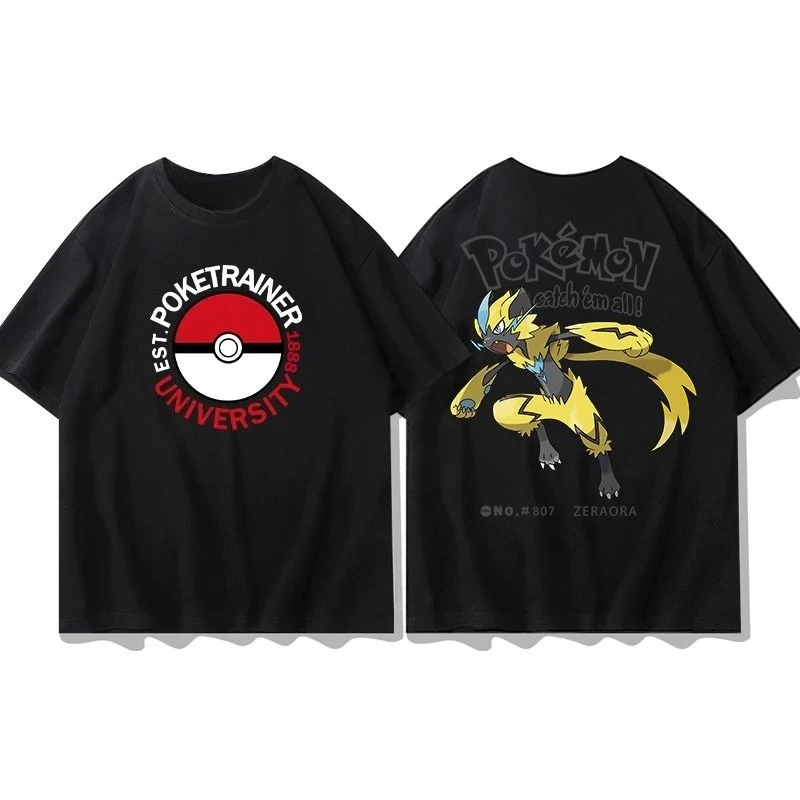 

Pokemon Zeraora No807 Black T-shirt Cotton Anime Trainer Tee Men Women Yellow Electric Est1888 Poke University Catch Em All​