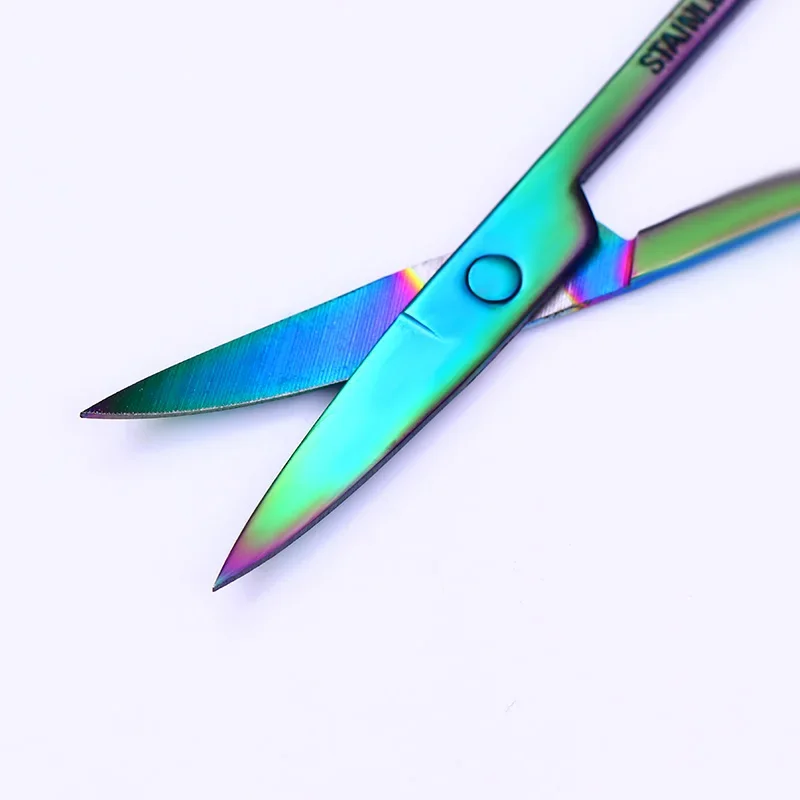 カメレオン型カーブヘッド眉毛はさみメイクアップトリマー顔の毛除去マニキュアはさみネイルキューティクルツール