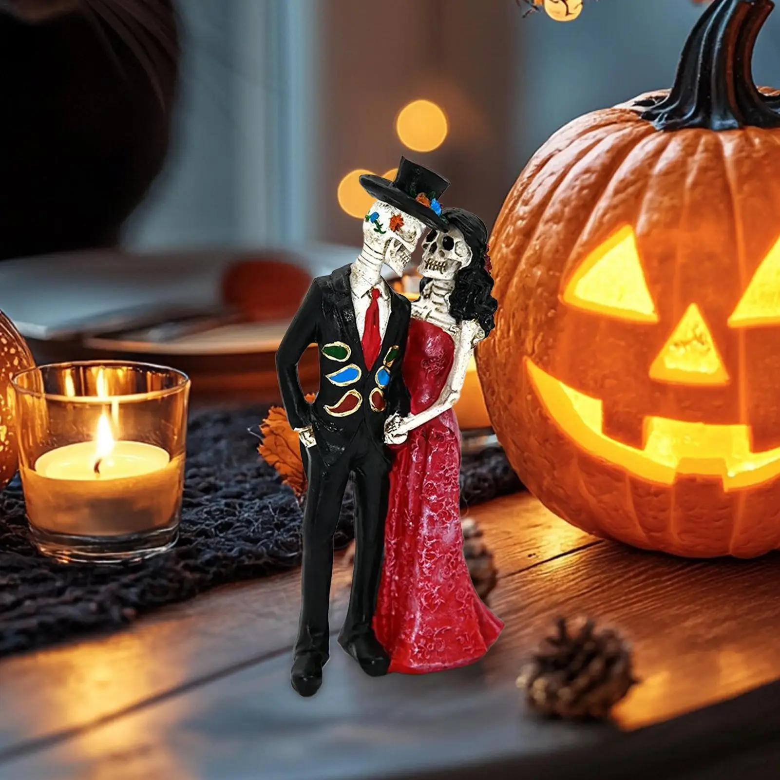 

Миниатюрные фигурки скелетов, готическая скульптура черепа из смолы, скелет невесты и невесты, скульптура для праздника, сада, заднего двора, пруда