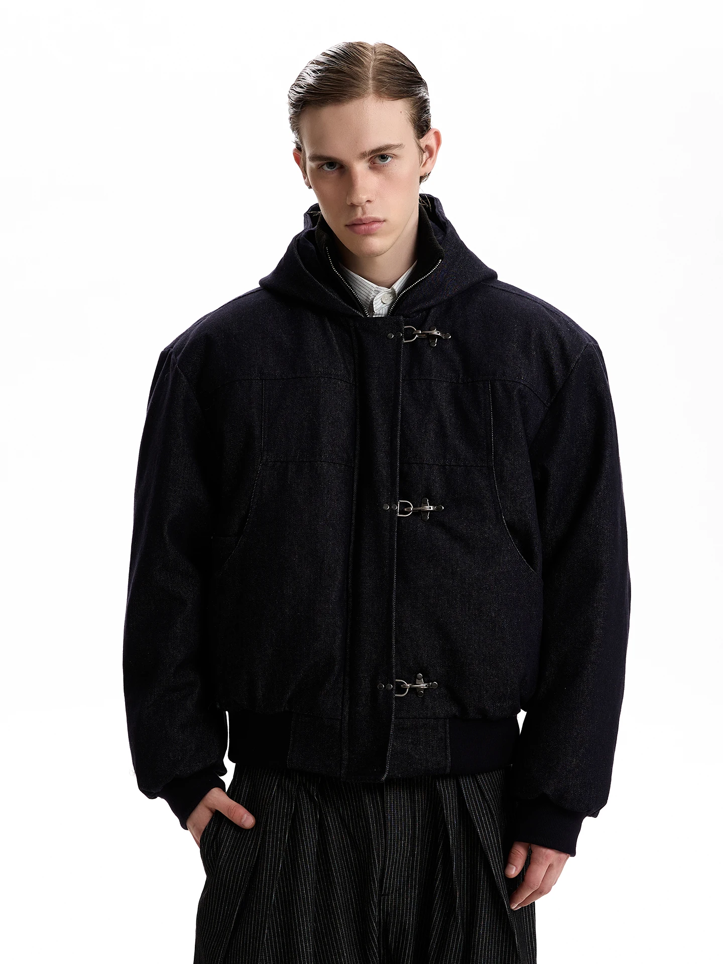 

PUEE American Retro Aircrt Bule Design Джинсовая одежда оригинального цвета Jaet Thiened с капюшоном из хлопка для подростков