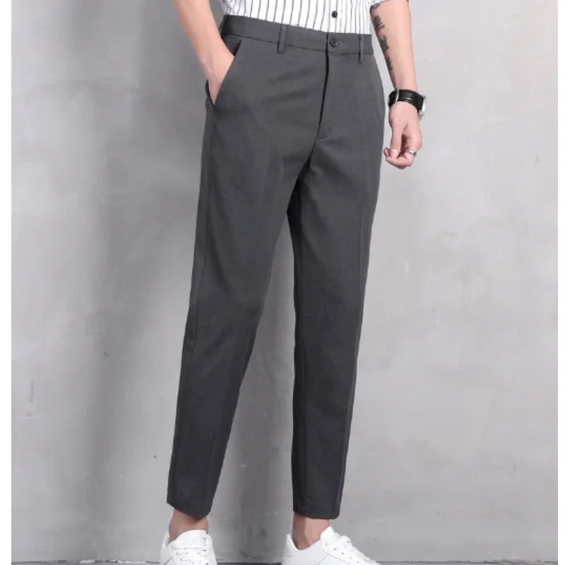 Suit Pants Men Business Casual Trousers Formal Dress Straight Pants High-end Elastic Classic-Fit Wrinkle-Resistant Chino Pant