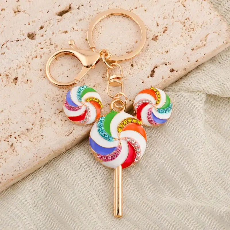 Lollipop-Taschenanhänger, süßer Regenbogen-Bonbon-Patchwork, niedlicher Strass-Anhänger, kreativer Anhänger für Rucksack, kleines Geschenk für Teenager – Detail 2
