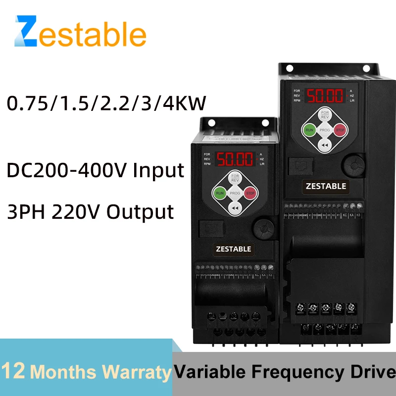 VFD 220V 0.75/1.5/2.2/3/4KW 3Phase Motor Speed Vector Control Variable Frequency Inverter Converter Drive