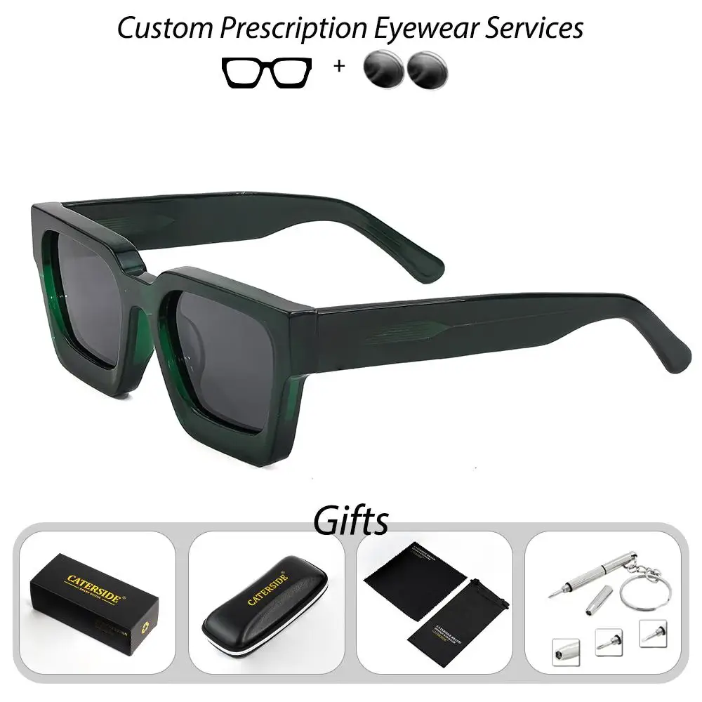 CATERSIDE Vintage Herren-Korrektionsbrille, verdickte quadratische optische Sonnenbrille für Damen, modische Brille für Outdoor-Fahrten – Detail 8