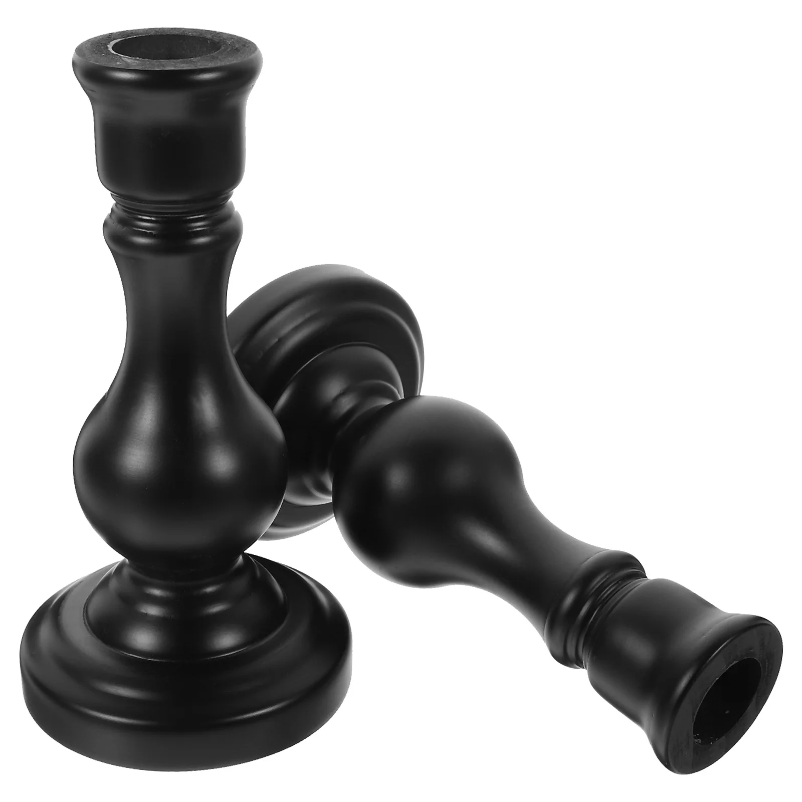 

2Pcs Natural Wood Holder Desktop Candlestick Simple Rustic Style Decorative Home Decor Bedroom Living Room