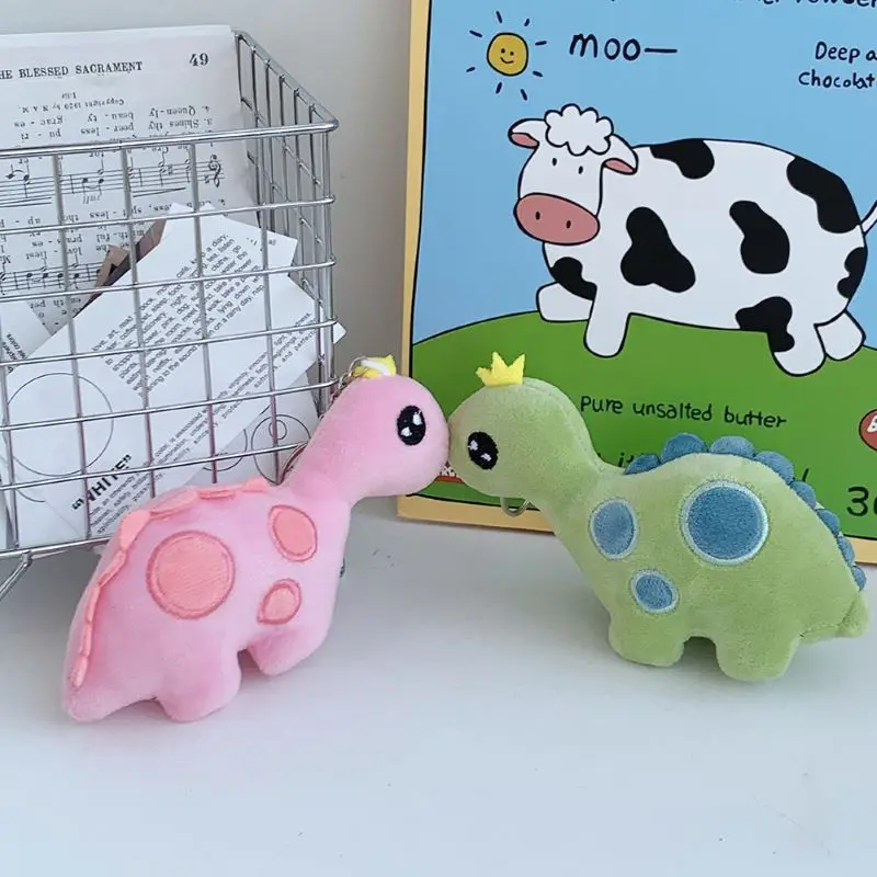 Creative Crown Dinosaur Plush Toy Backpack Pendant Cute Personality Doll Keychain Pendant Cartoon Anime Dinosaur Plush Doll Toys