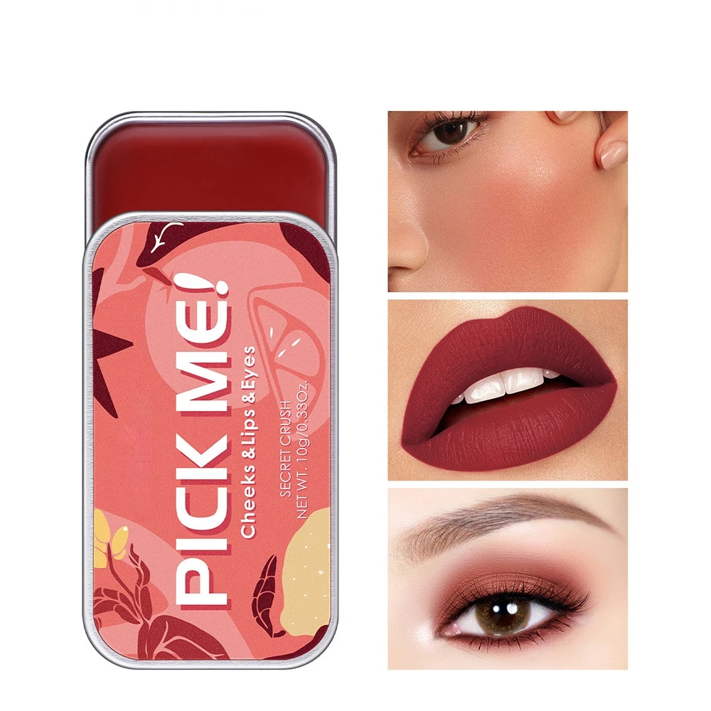Paleta de maquillaje 3 en 1, colorete, sombra de ojos, polvo Mineral, colorete rojo, crema Natural duradera, tinte para mejillas, colorete naranja, melocotón, rosa, cosmético