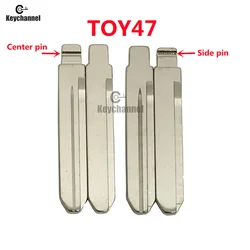 Hoja de llave abatible de coche TOY47, Pin lateral central en blanco para Toyota Flip Remote para KEYDIY KD VVDI Xhorse JMD, herramienta de cerrajero, 10 unidades por lote