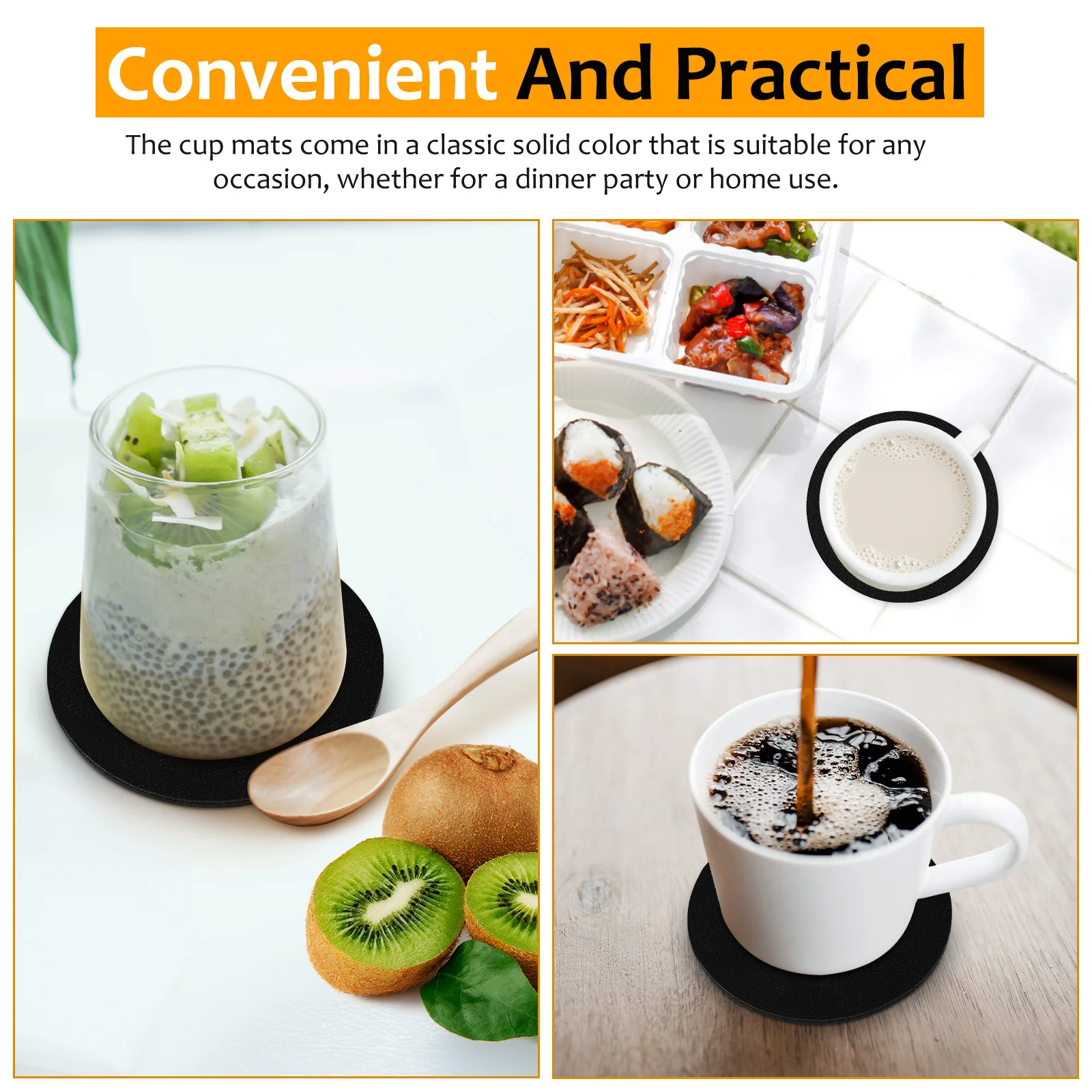 

12 pcs Drinks Coffee Table For Car Table Coasters Desk Coasters For Office Double Sided Cup Mats Pu Cup Mats Set