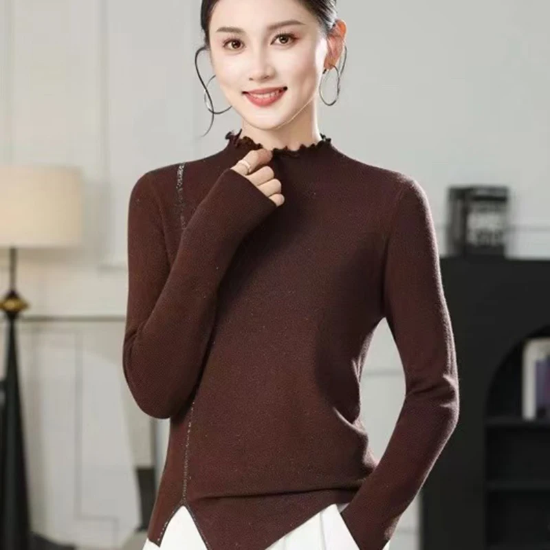 

Hot selling Autumn and winter Slim fit Cashmere sweater women Mock Neck Cashmere sweater knitted women