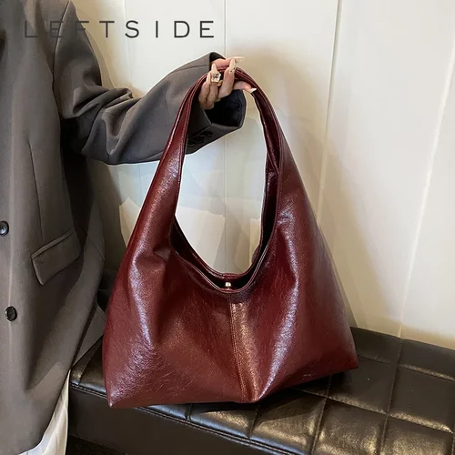 Diseño LEFTSIDE, bolsos Hobo grandes de cuero PU para axilas, bolso de hombro de invierno para mujer, nueva tendencia 2024, bolsos y monederos Y2K