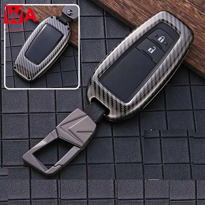 

Carbon Fiber Style Car Key Case Cover Shell Protector Accessories For Toyota Camry Corolla C-HR CHR Prado RAV4 Prius 2018 2019