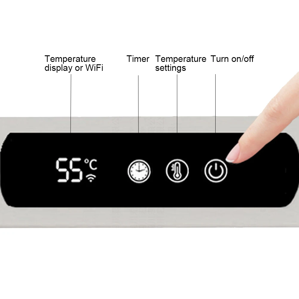 Horizontal Screen Touch Switch Thermostat Timer Controller With Sensor For 30mm Square Steel Pipe Electric Towel Heating Rack