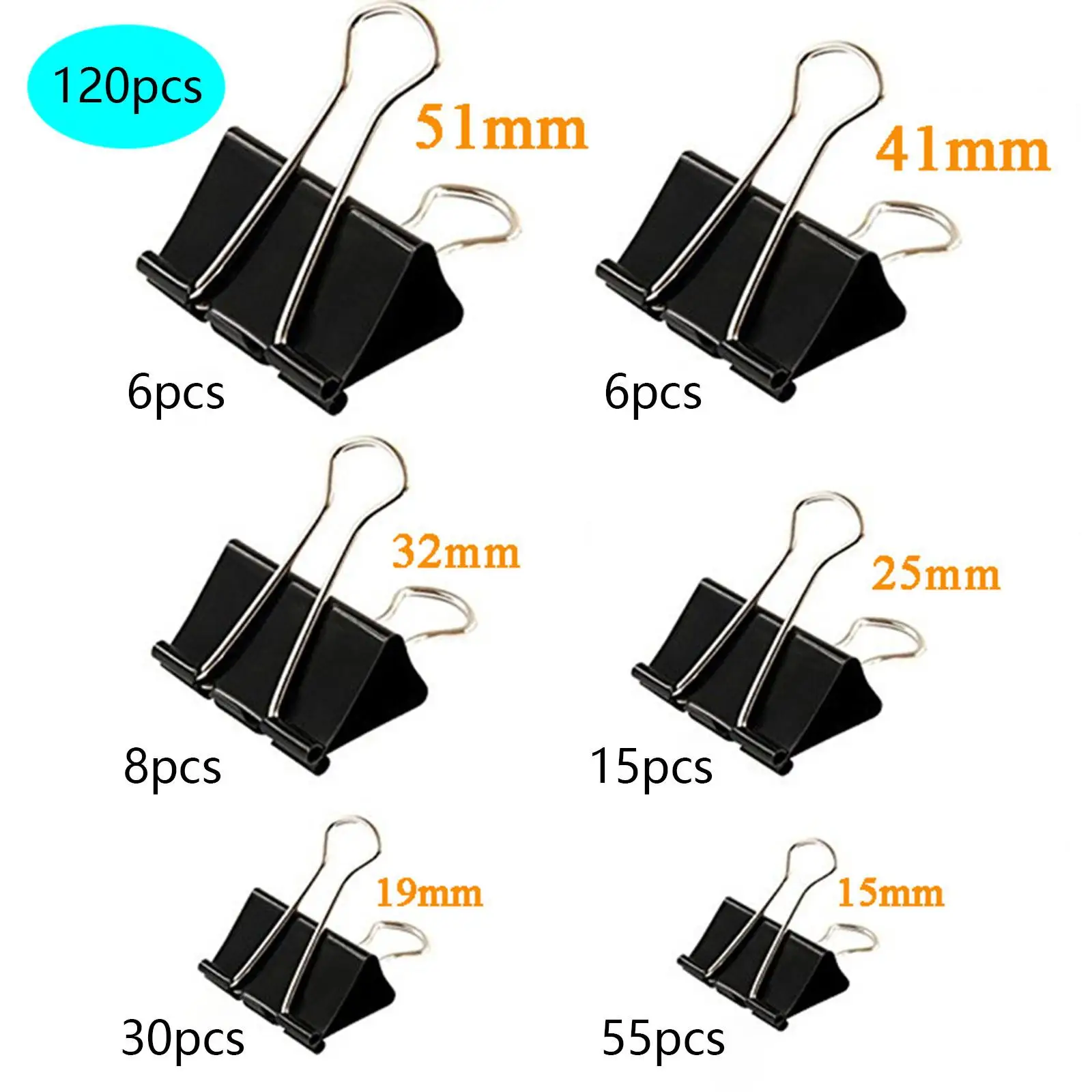 120x Binder Clips, Office Supplies Clips, Multipurpose Multifunctional Binding Paperwork Clamp Paper Clamps for Home files