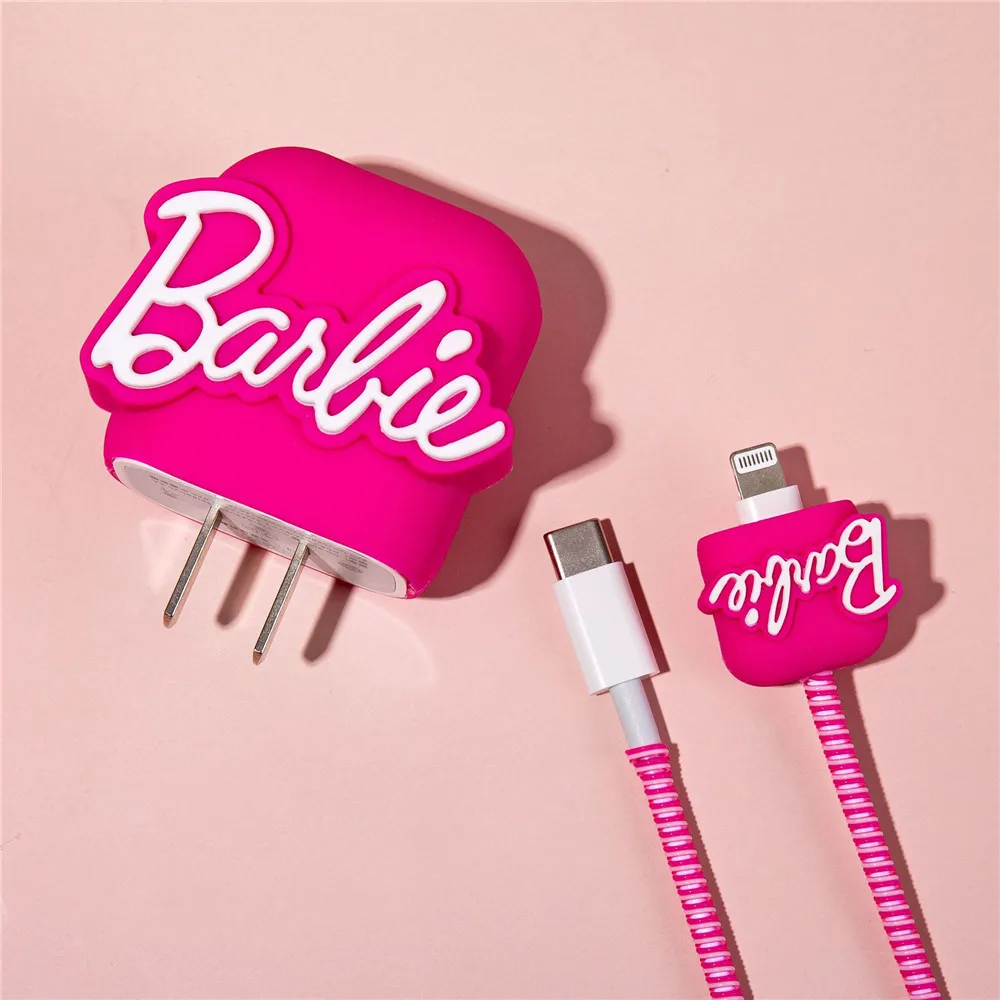 Kawaii Mininstants Barbie-Protecteur de câble pour iPhone et iPad, étui de chargeur, gestion des câbles, organisateurs de fil de téléphone, 18W,