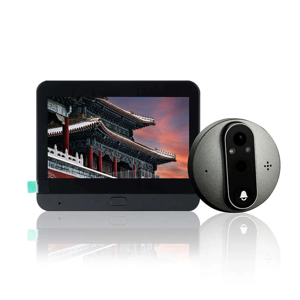 Rilevatore porta digitale 1080P 2.4G WiFi Nascosto elettronico Cat's Eye Visione notturna Telecamera visiva per casa e esterno da 4,3 pollici IPS LCD